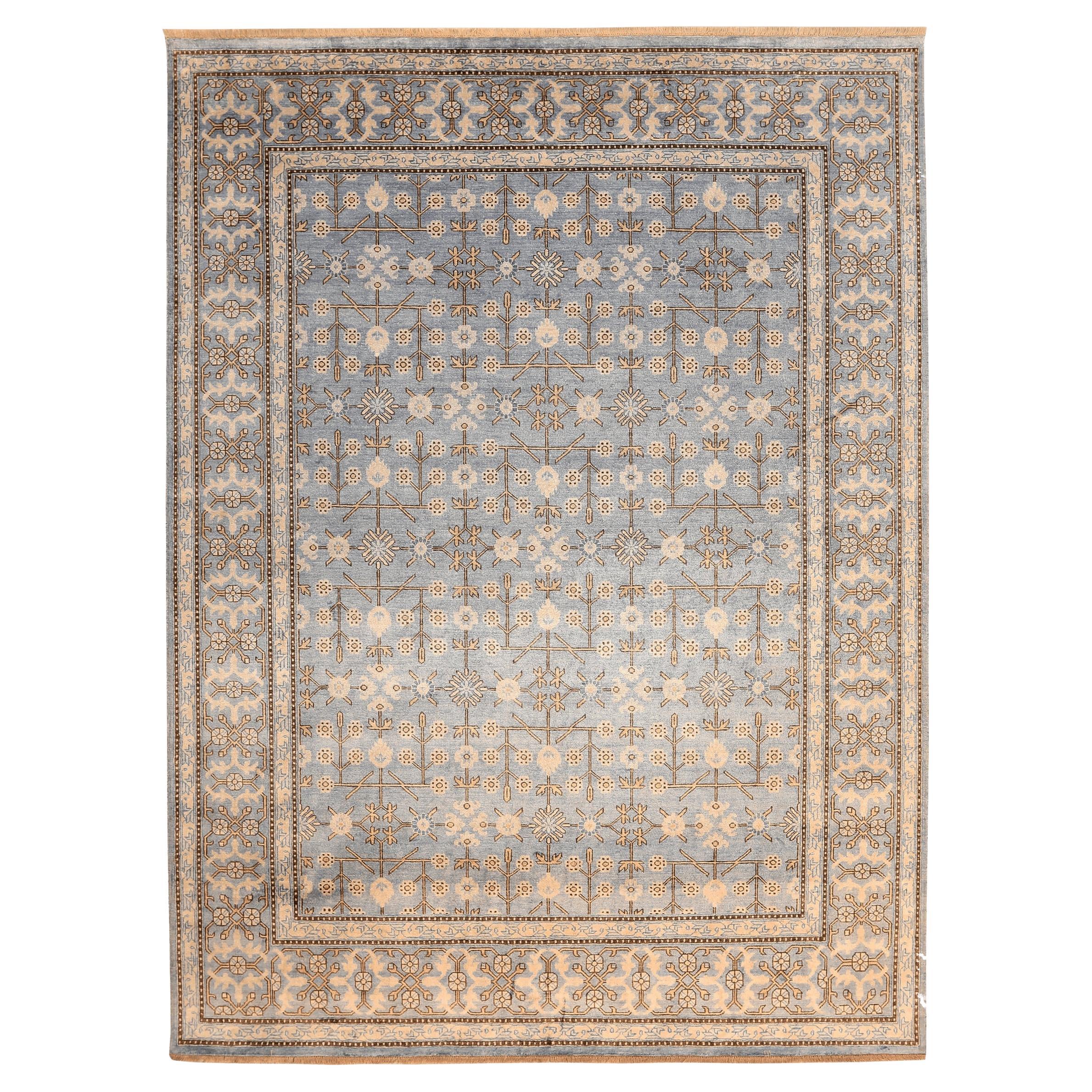 Tapis Khotan en laine bleu ivoire - 94170