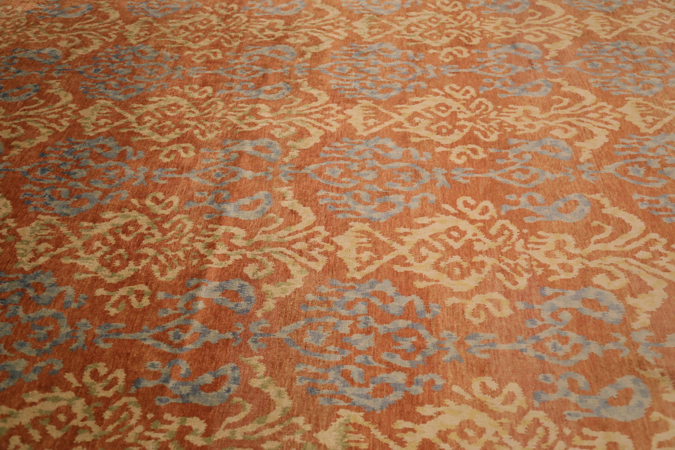 Indien Khotan Bereich Teppiche - Wolle Blau Elfenbein Orange Design - 93817 (Indisch) im Angebot