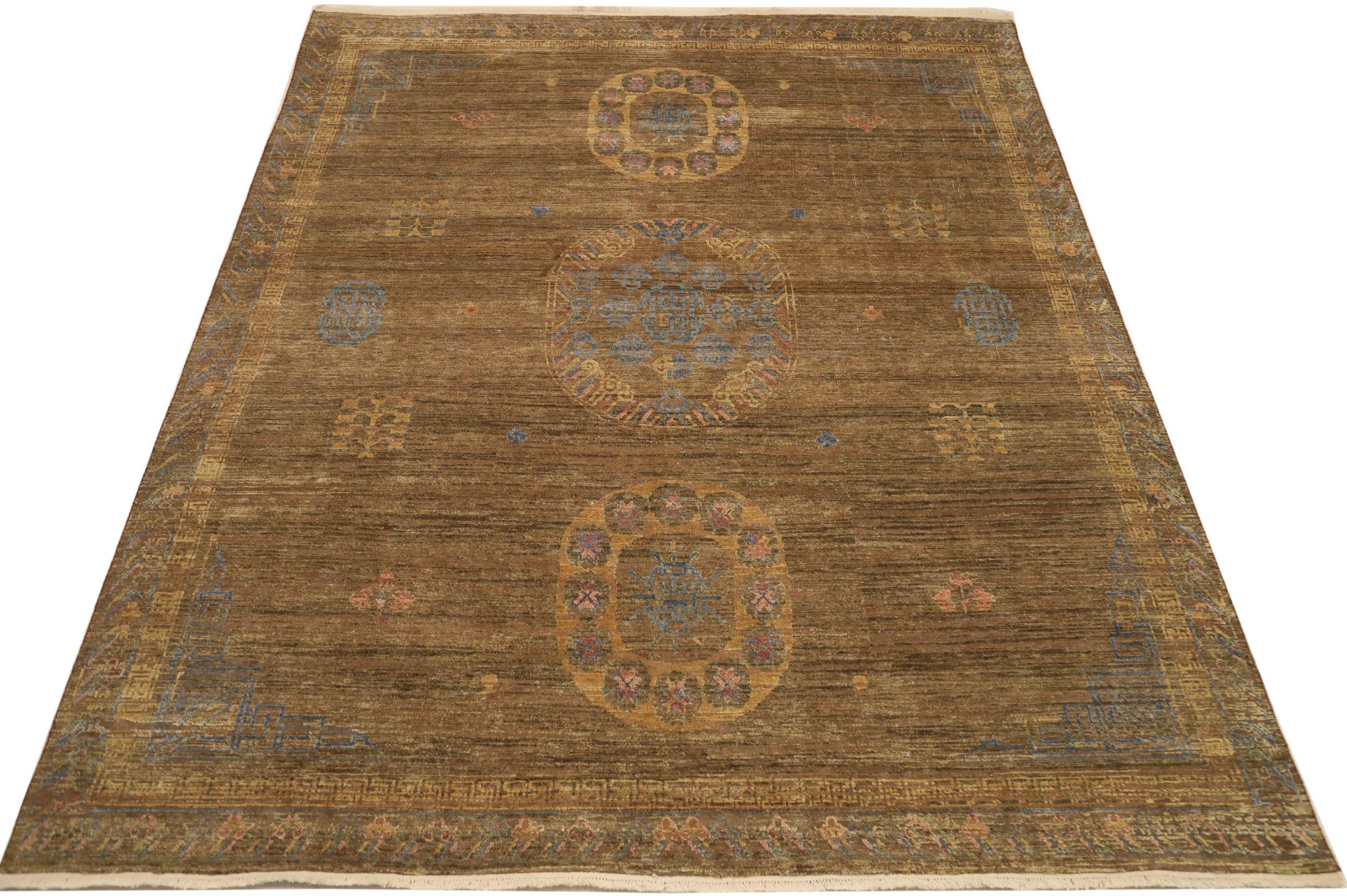 Indien Khotan Bereich Teppiche - Wolle Brown Design - 93834 (Moderne) im Angebot
