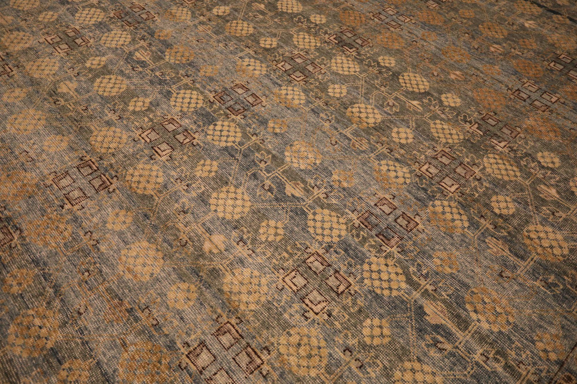 Indien Khotan Teppiche - Wolle Braun Elfenbein Design - 93569 (Indisch) im Angebot
