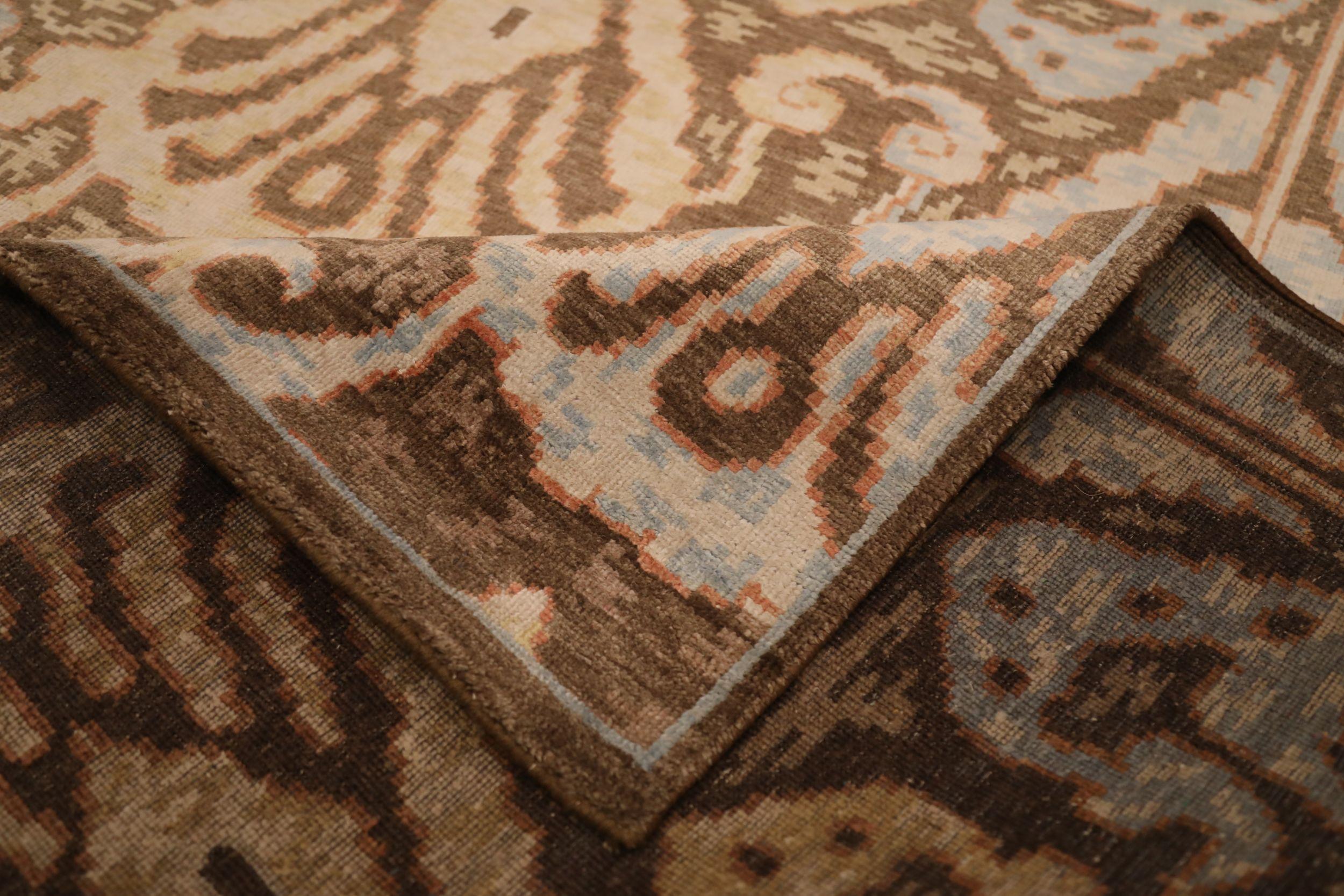Indien Khotan Teppiche - Wolle Braun Elfenbein Design - 93819 (Indisch) im Angebot