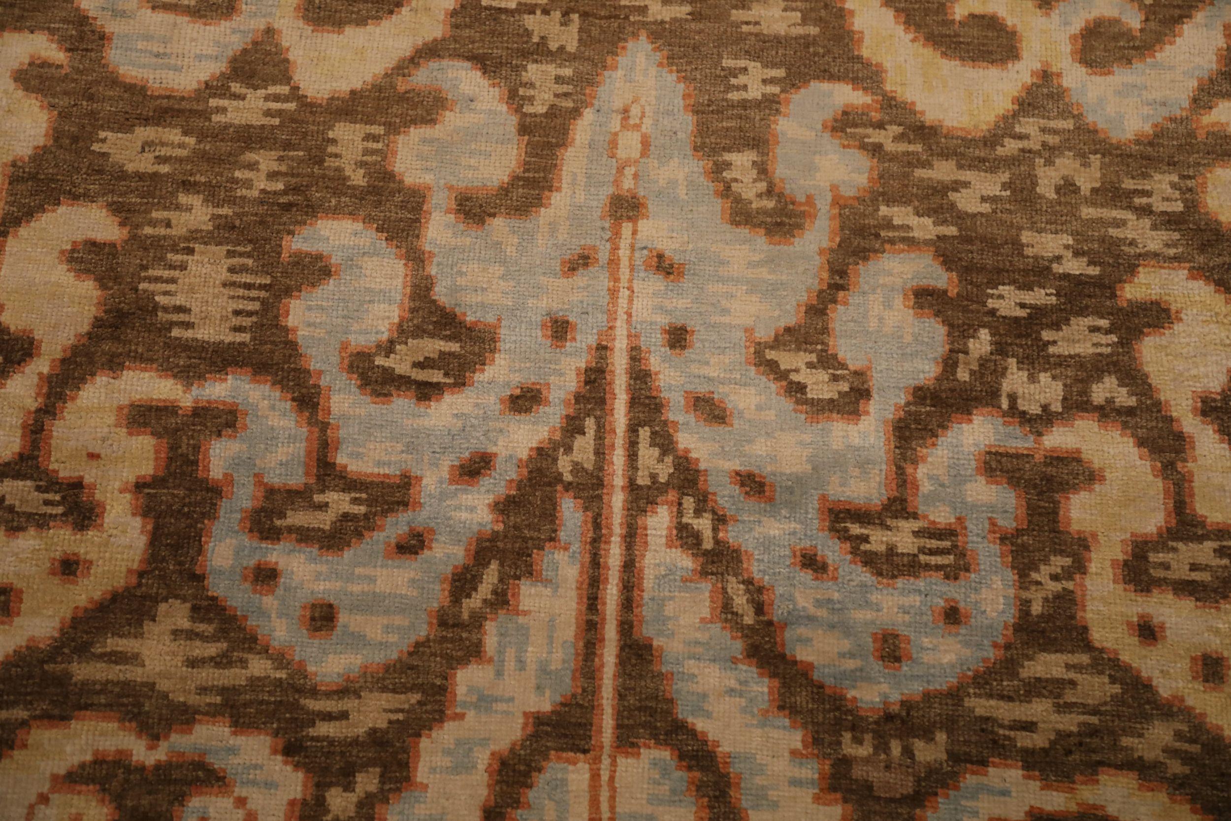 Indien Khotan Teppiche - Wolle Braun Elfenbein Design - 93819 im Zustand „Hervorragend“ im Angebot in Dallas, TX