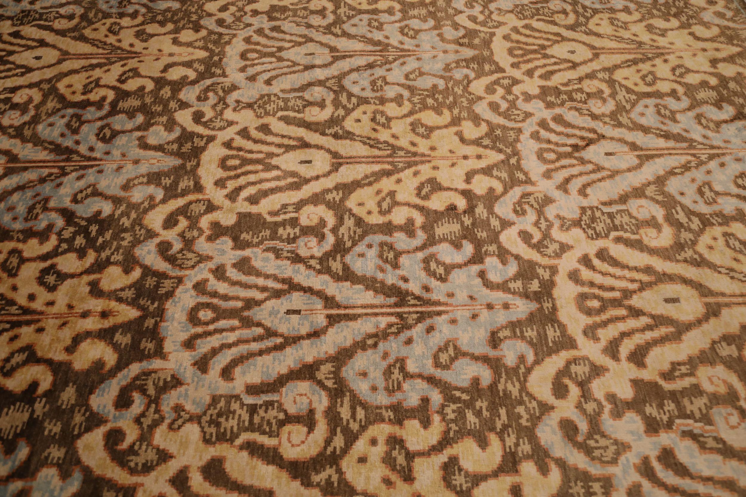Indien Khotan Teppiche - Wolle Braun Elfenbein Design - 93819 (20. Jahrhundert) im Angebot