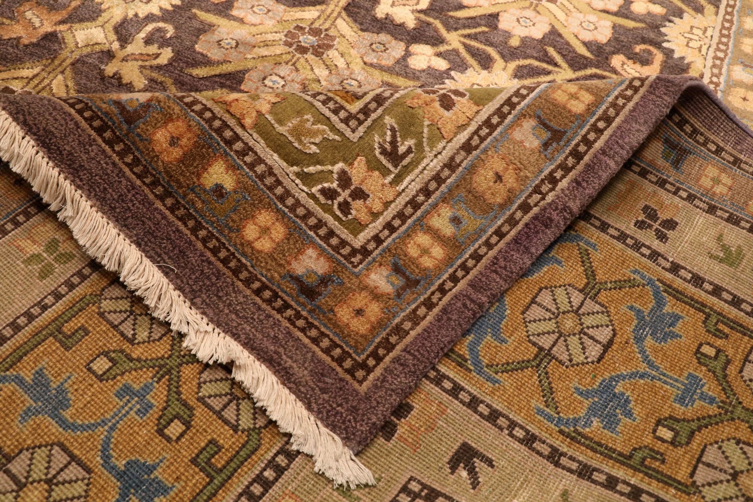Indien Khotan Teppiche - Wolle Braun Elfenbein Design - 94082 (Indisch) im Angebot