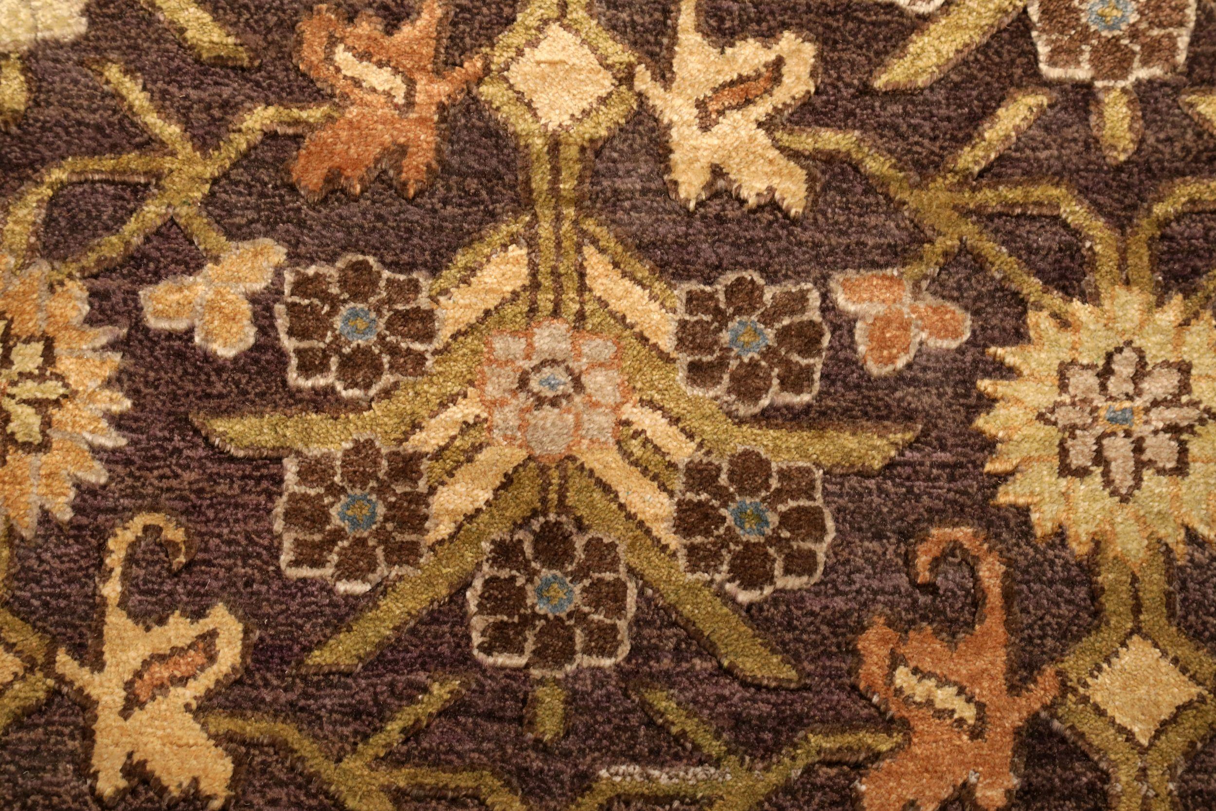 Indien Khotan Teppiche - Wolle Braun Elfenbein Design - 94082 (Handgeknüpft) im Angebot
