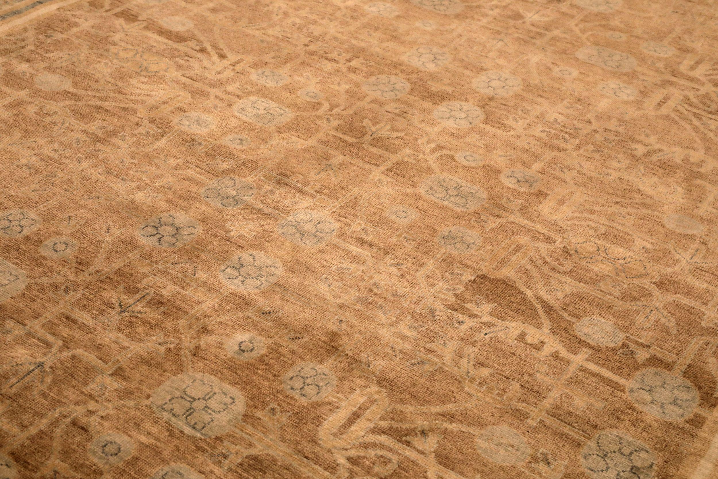 Moderne Tapis de zone India Khotan - Laine Brown Design/One - 94098 en vente