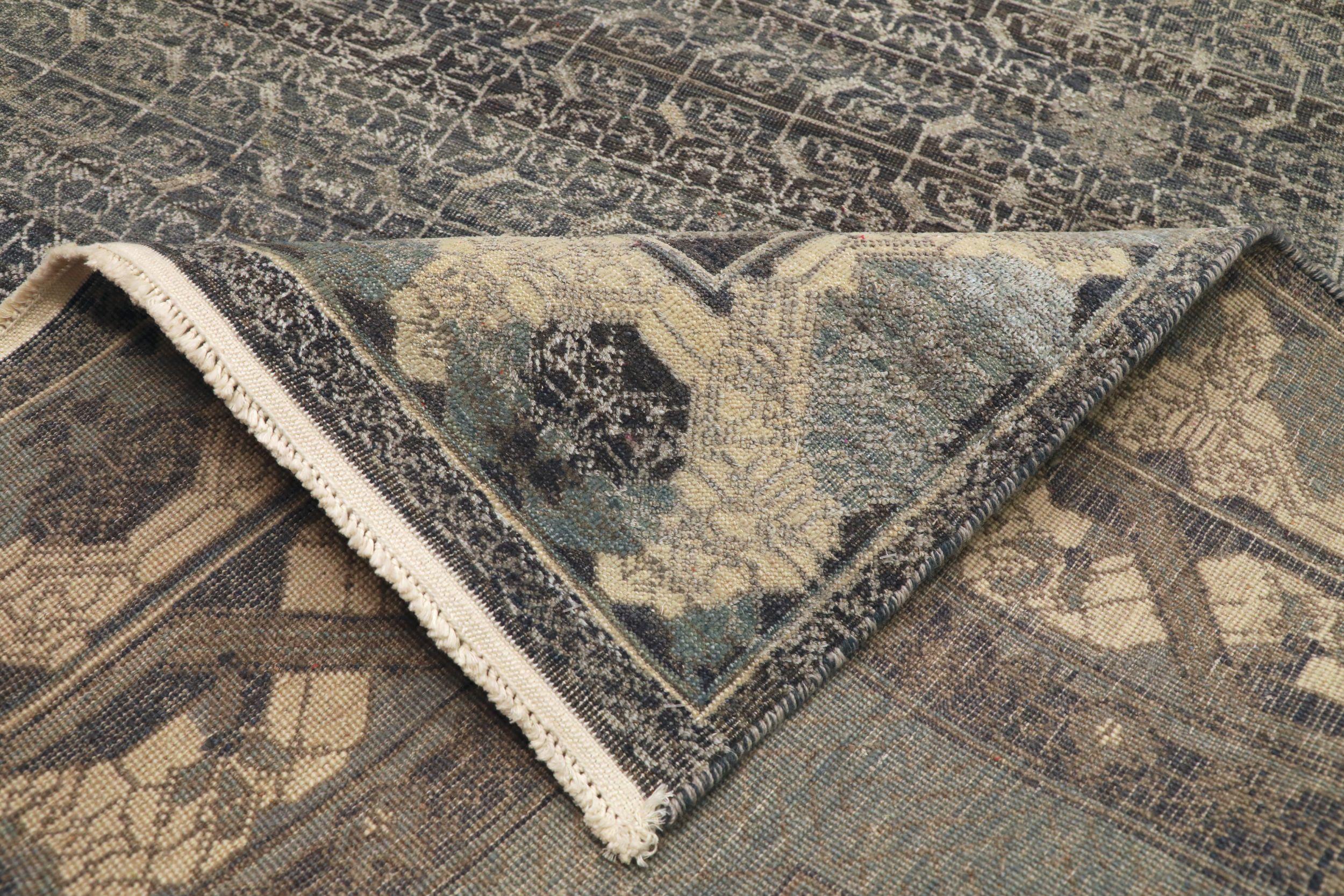 Indien Khotan Teppiche - Wolle Braun Elfenbein Design - 94174 (Indisch) im Angebot