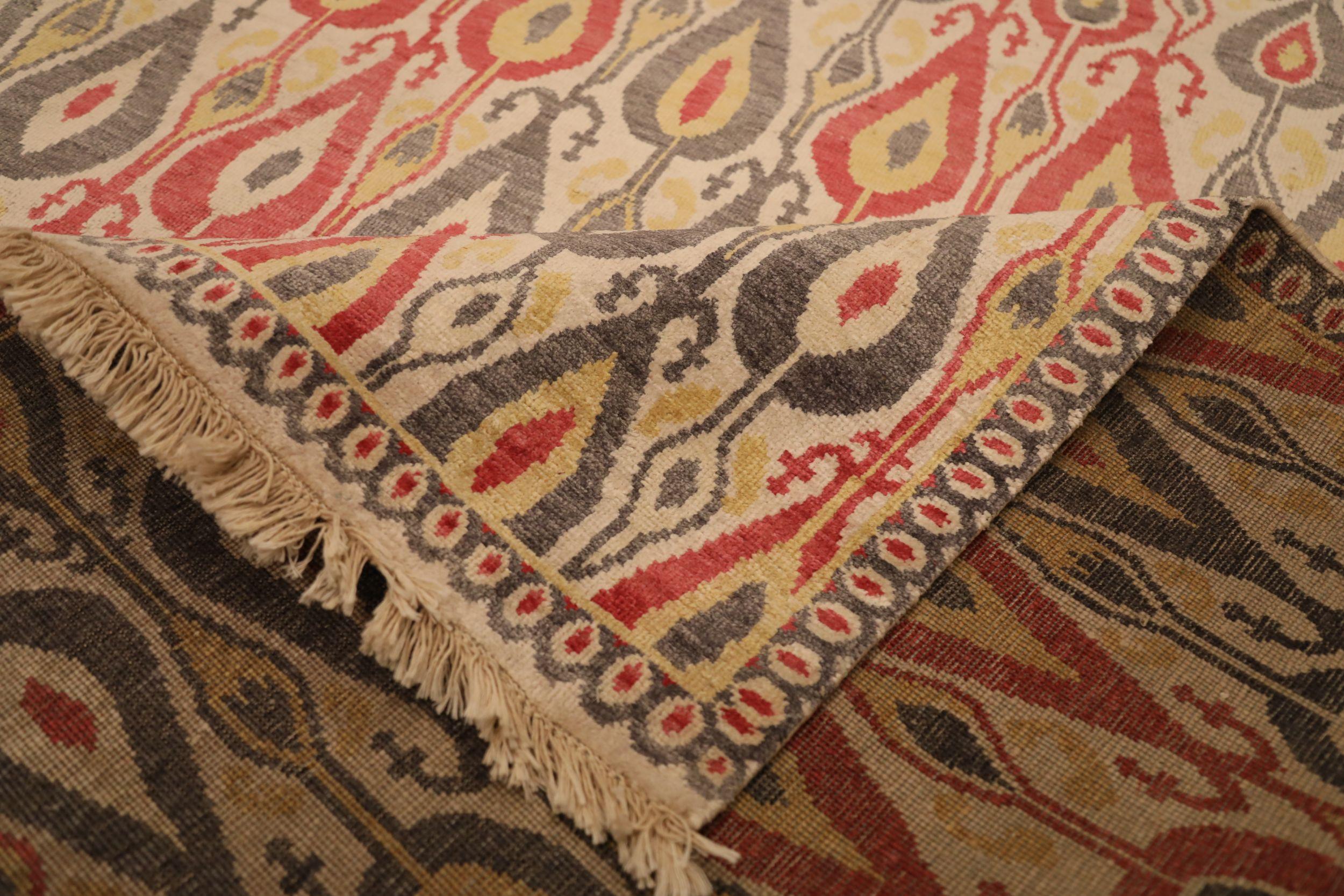 Indien Khotan Bereich Teppiche - Wolle Braun Elfenbein Rot Gelb Design - 93808 (Moderne) im Angebot