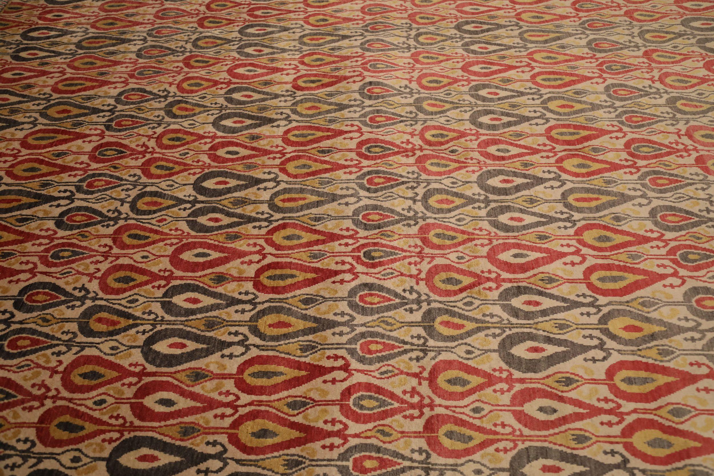 Indien Khotan Bereich Teppiche - Wolle Braun Elfenbein Rot Gelb Design - 93808 (Indisch) im Angebot