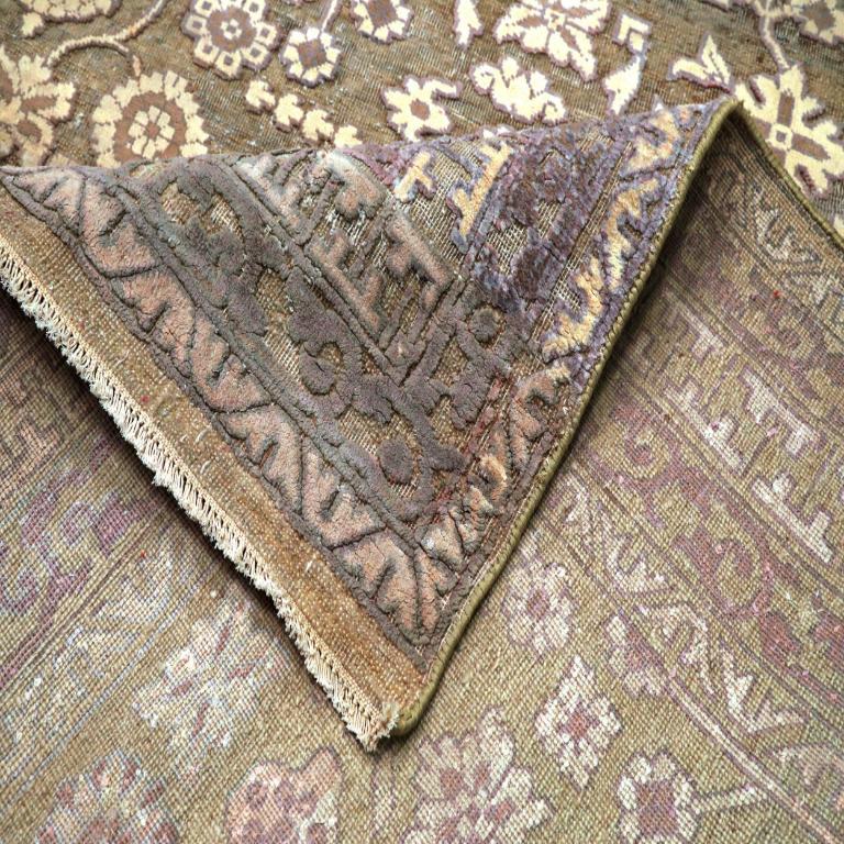Indien Khotan Bereich Teppiche - Wolle Braun Elfenbein Gelb Design - 94141 (Indisch) im Angebot