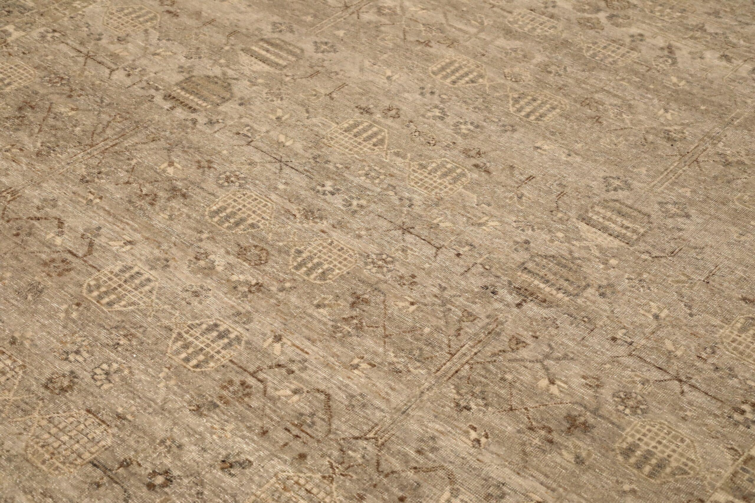 Indien Khotan Bereich Teppiche - Wolle Brown Taupe Design - 96606 (Moderne) im Angebot