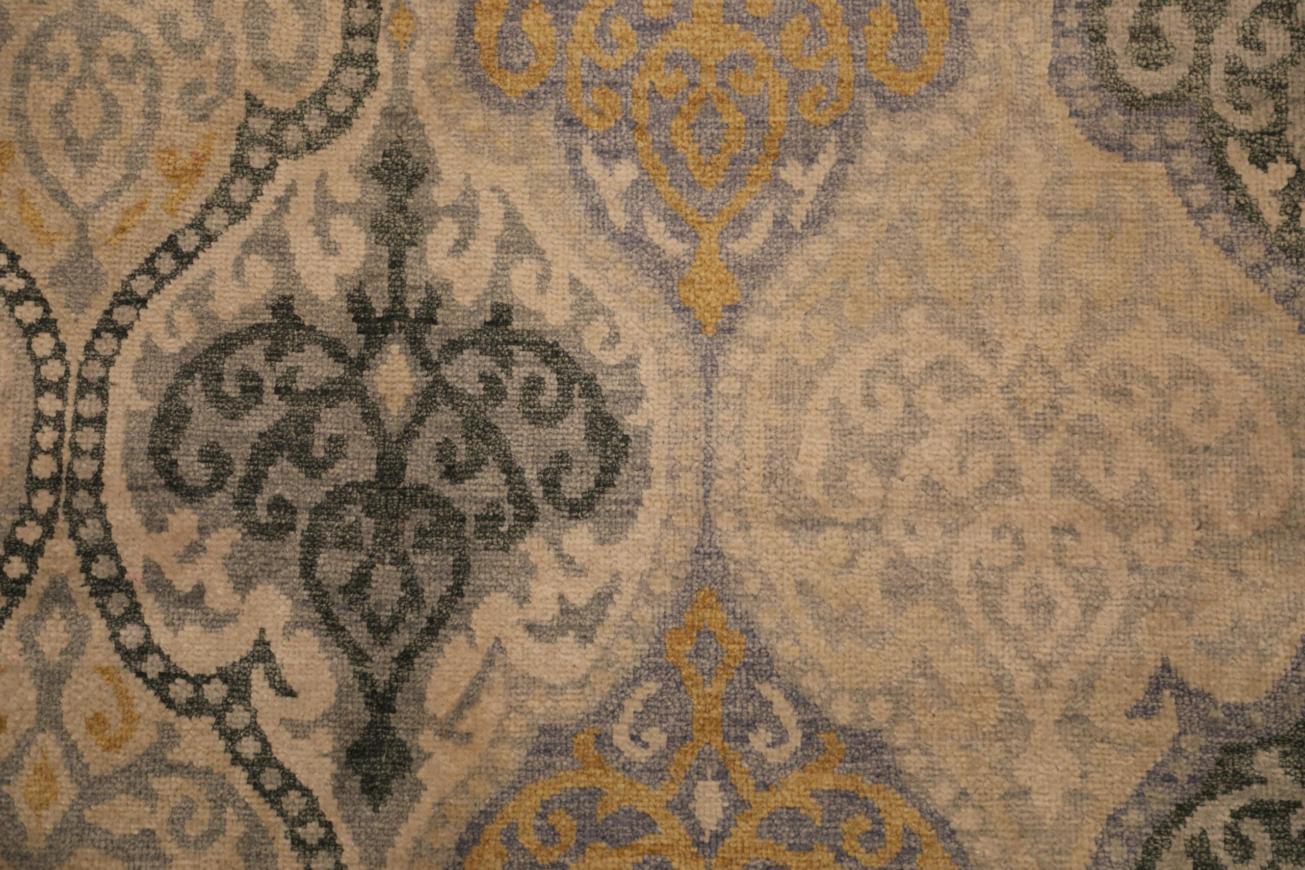 Indien Khotan Bereich Teppiche - Wolle Grau Elfenbein Gelb Design - 93816 (Indisch) im Angebot