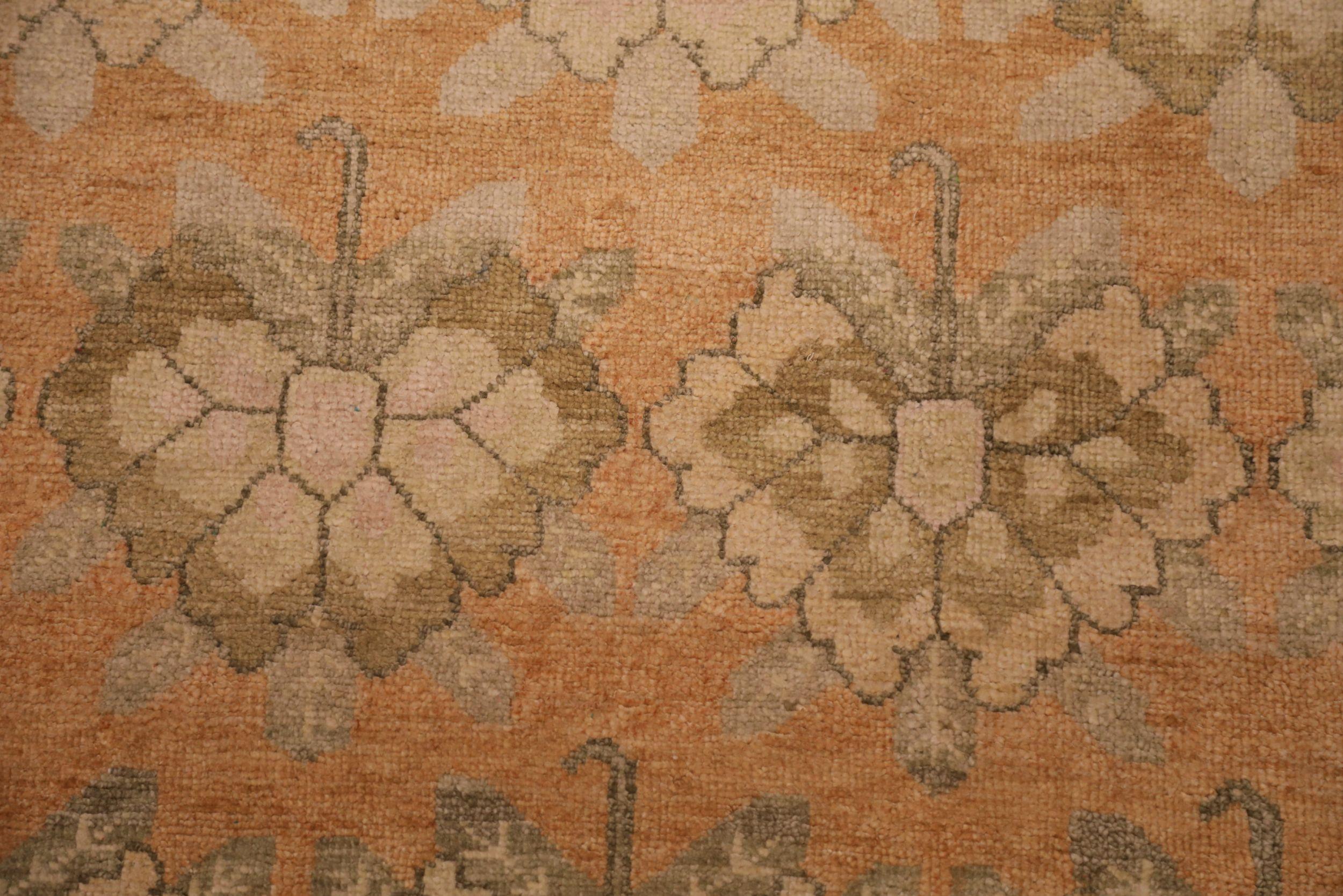 Moderne Tapis Khotan indiens en laine ivoire orange jaune - 93814 en vente