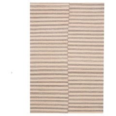 India Kilim Area Rugs Circa 1990 - Wool Brown Ivory Design - 99532