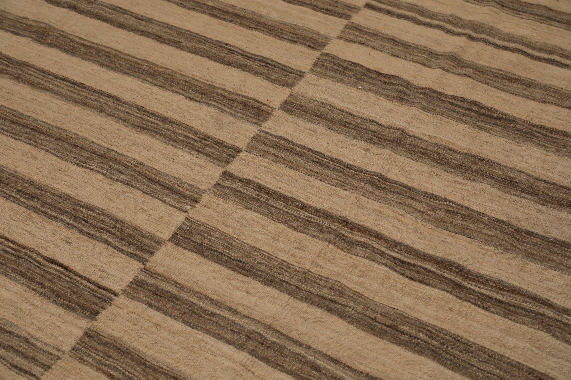 Alfombras Kilim India - Lana Marrón Diseño Marfil - 96640 Indio en venta