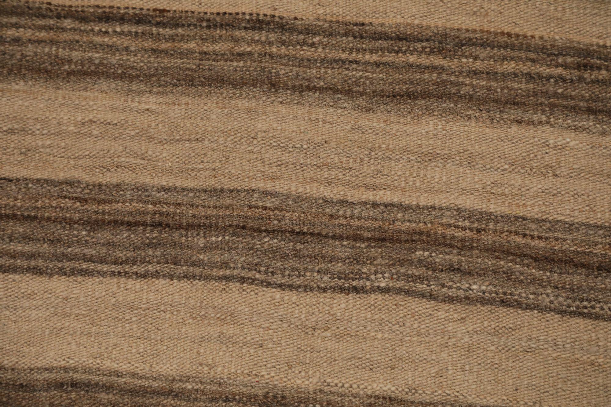 Alfombras Kilim India - Lana Marrón Diseño Marfil - 96640 en Excelente estado para la venta en Dallas, TX