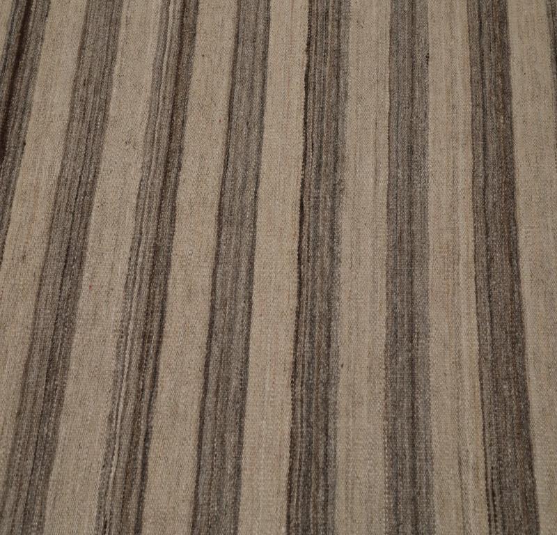 Indiano India Kilim Runner Rug Circa 1990 - Lana Marrone Avorio Design - 99537 in vendita