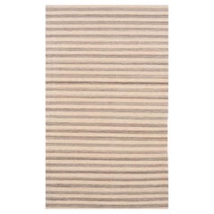 India Kilim Runner Rug Circa 1990 - Wool Brown Ivory Design - 99537