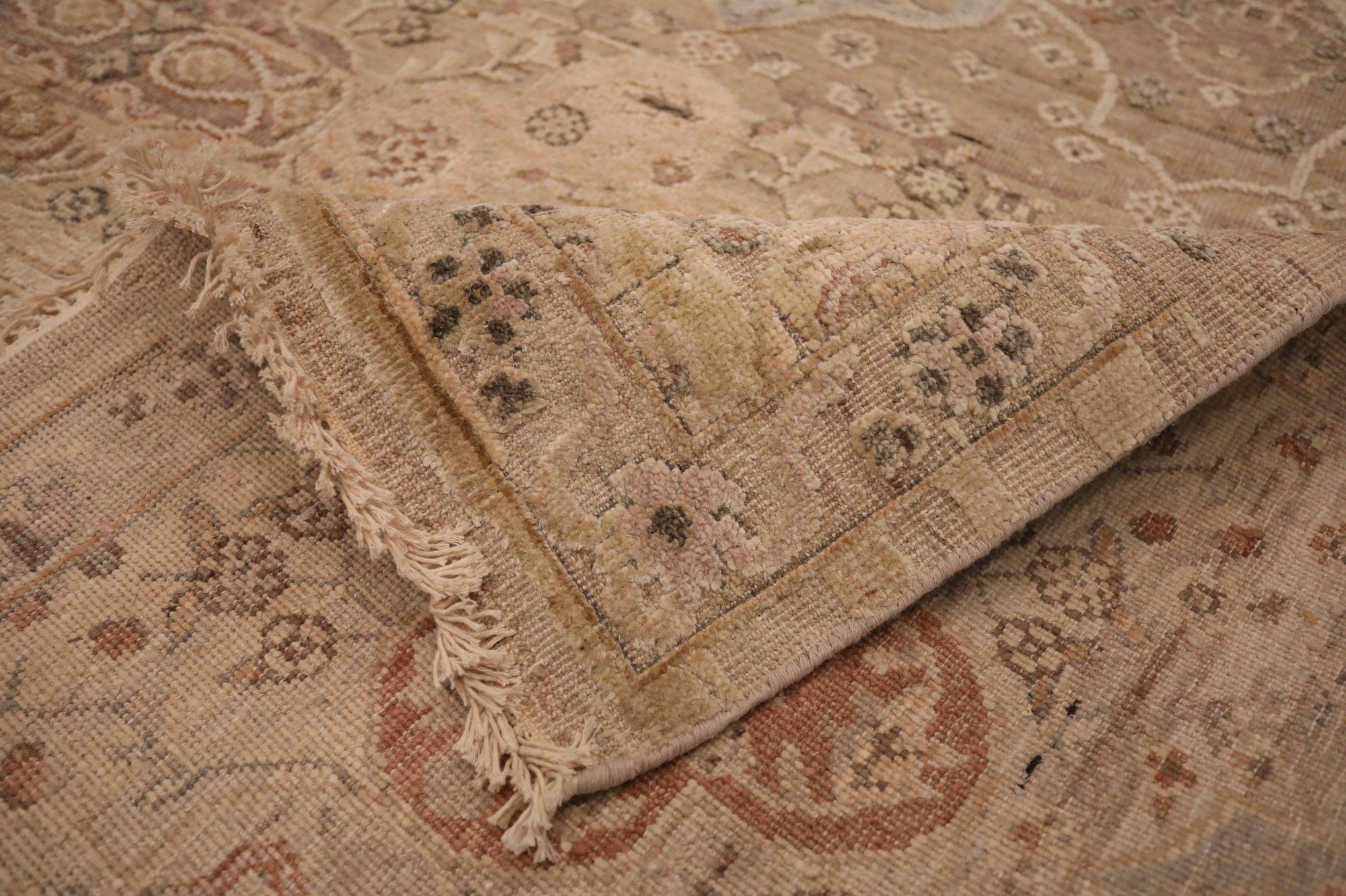 India Mahal-Teppiche – Wolle, elfenbeinfarben, taupefarben, Design – 93580 (Moderne) im Angebot