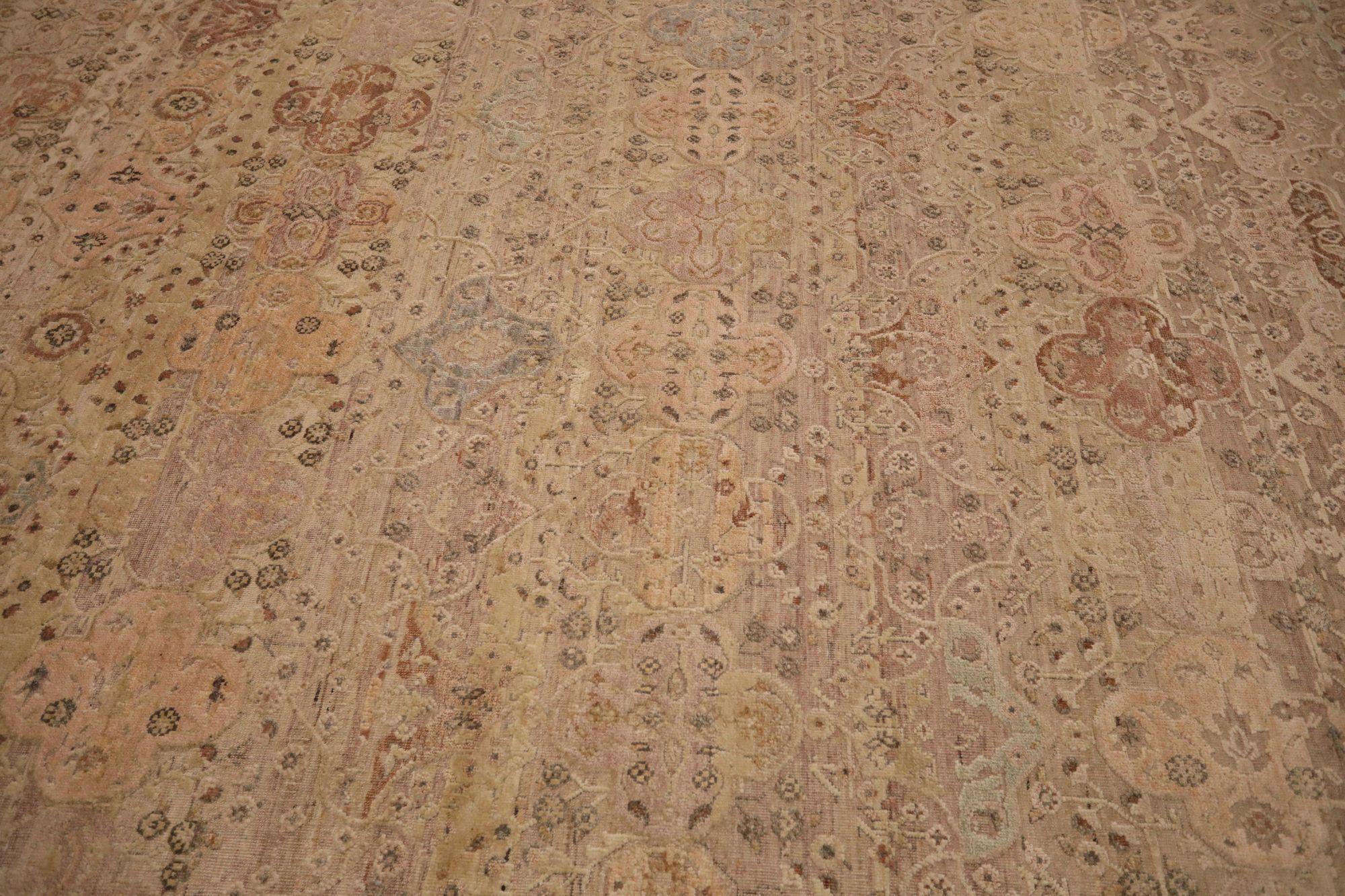 India Mahal-Teppiche – Wolle, elfenbeinfarben, taupefarben, Design – 93580 im Zustand „Hervorragend“ im Angebot in Dallas, TX