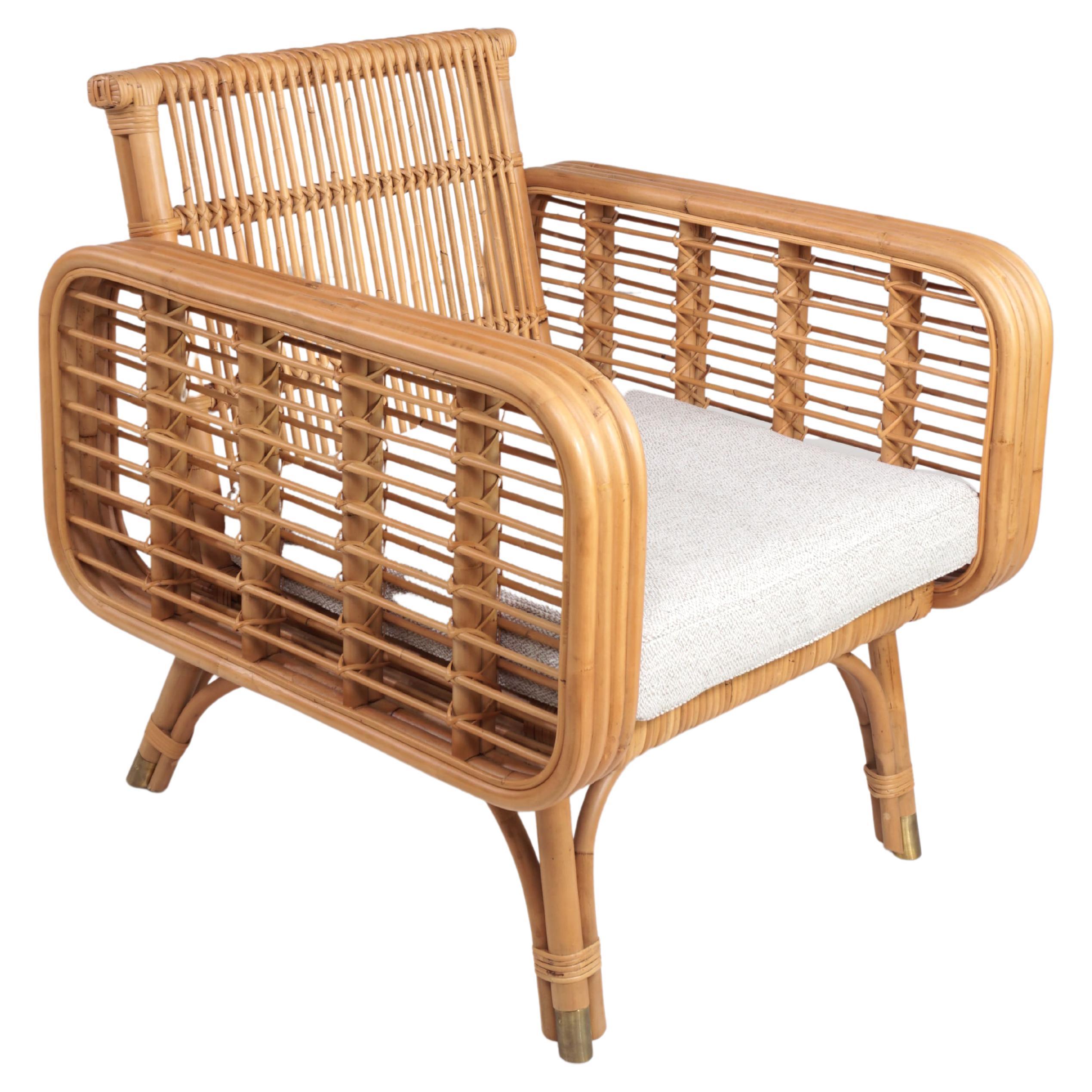 India Mahdavi Design Rattan Armchair at 1stDibs