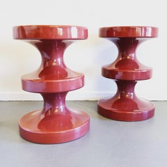 India Mahdavi France Pair Bishop Ceramic Stools / Side Tables 1999 Design