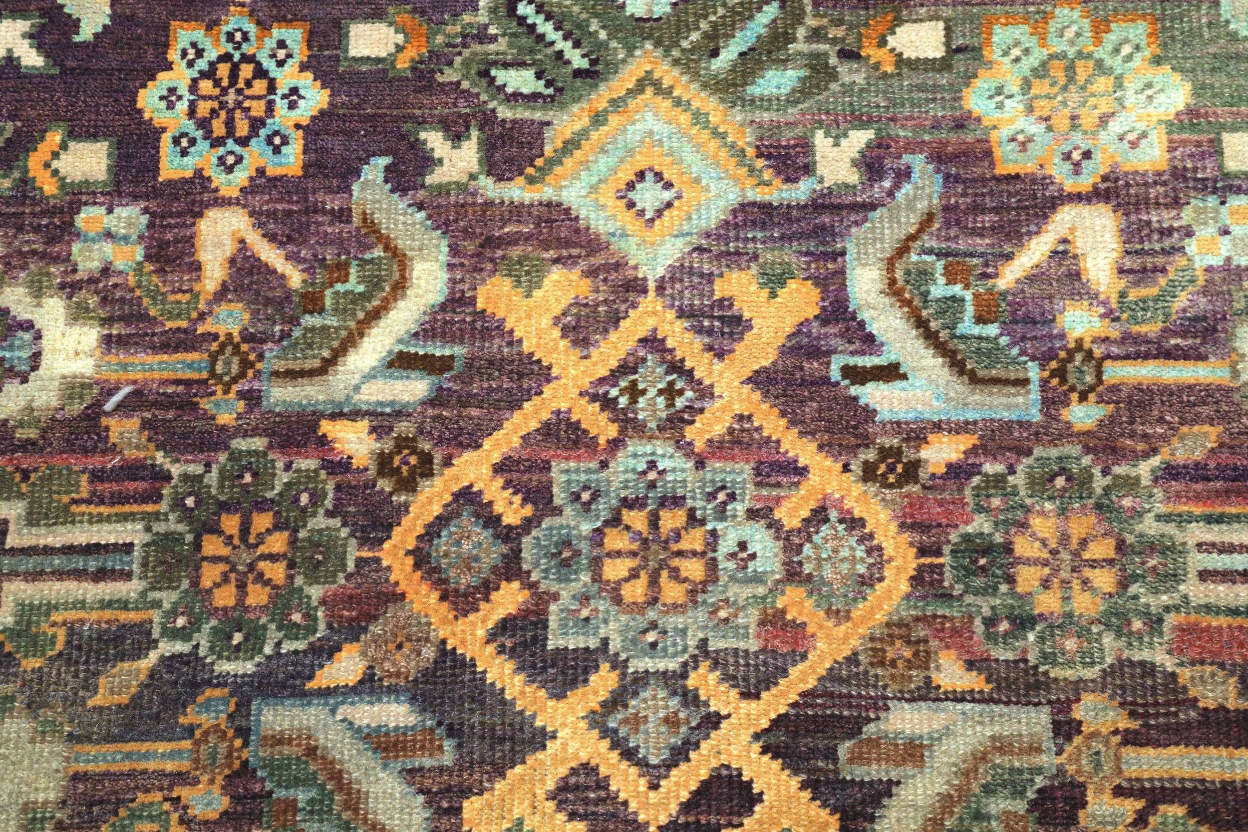 Tapis Malayer Inde, motif en laine orange rouge jaune - 94132 Excellent état - En vente à Dallas, TX