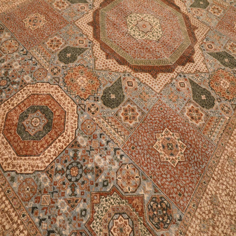Moderno Tappeti India Mamluke - Lana Blu Avorio Rosso - 94069 in vendita