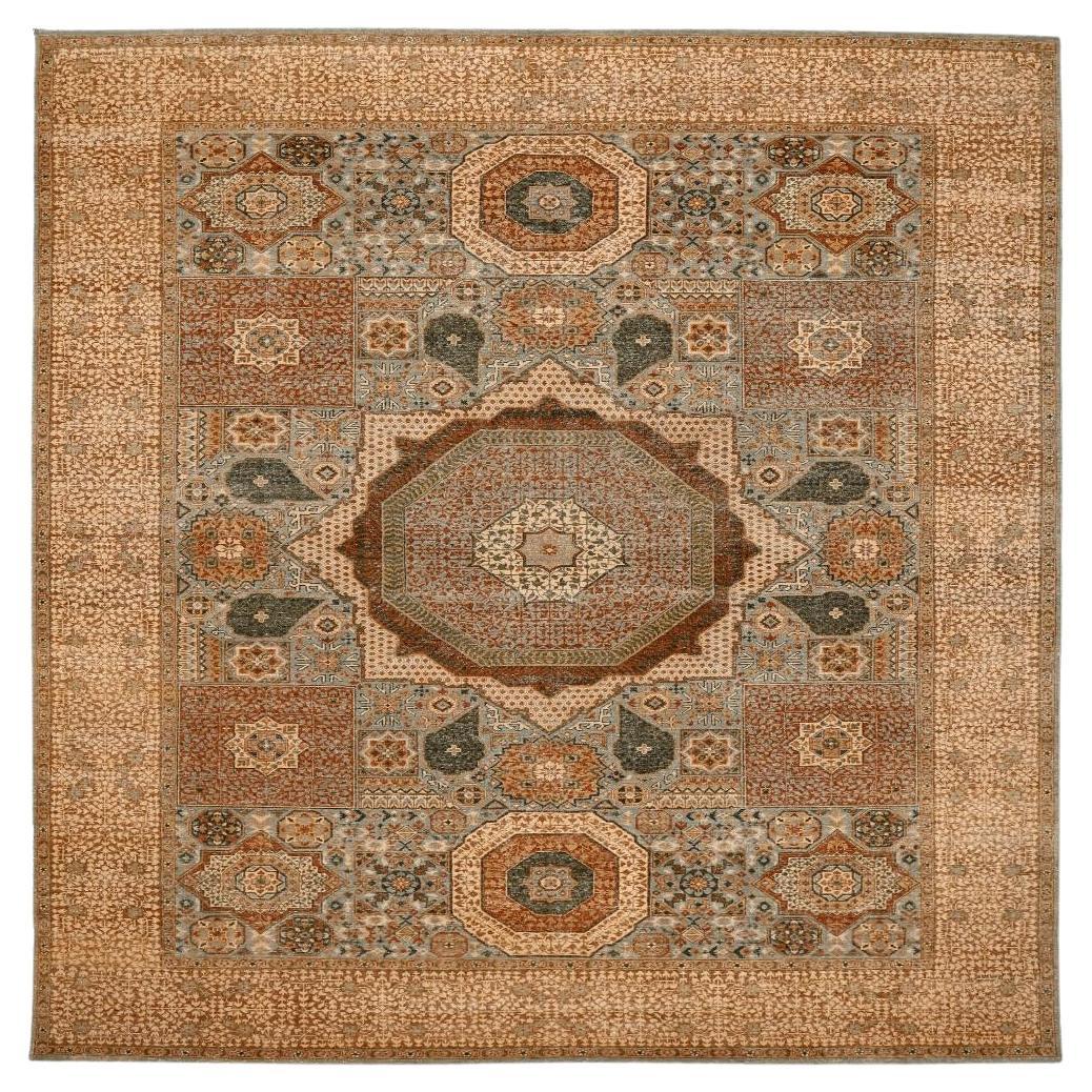 Indien Mamluk-Teppiche - Wolle Blau Elfenbein Rot Design - 94069