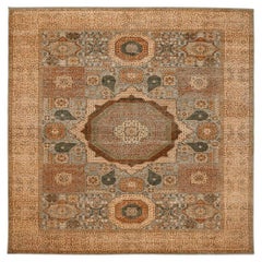 Indien Mamluk-Teppiche - Wolle Blau Elfenbein Rot Design - 94069