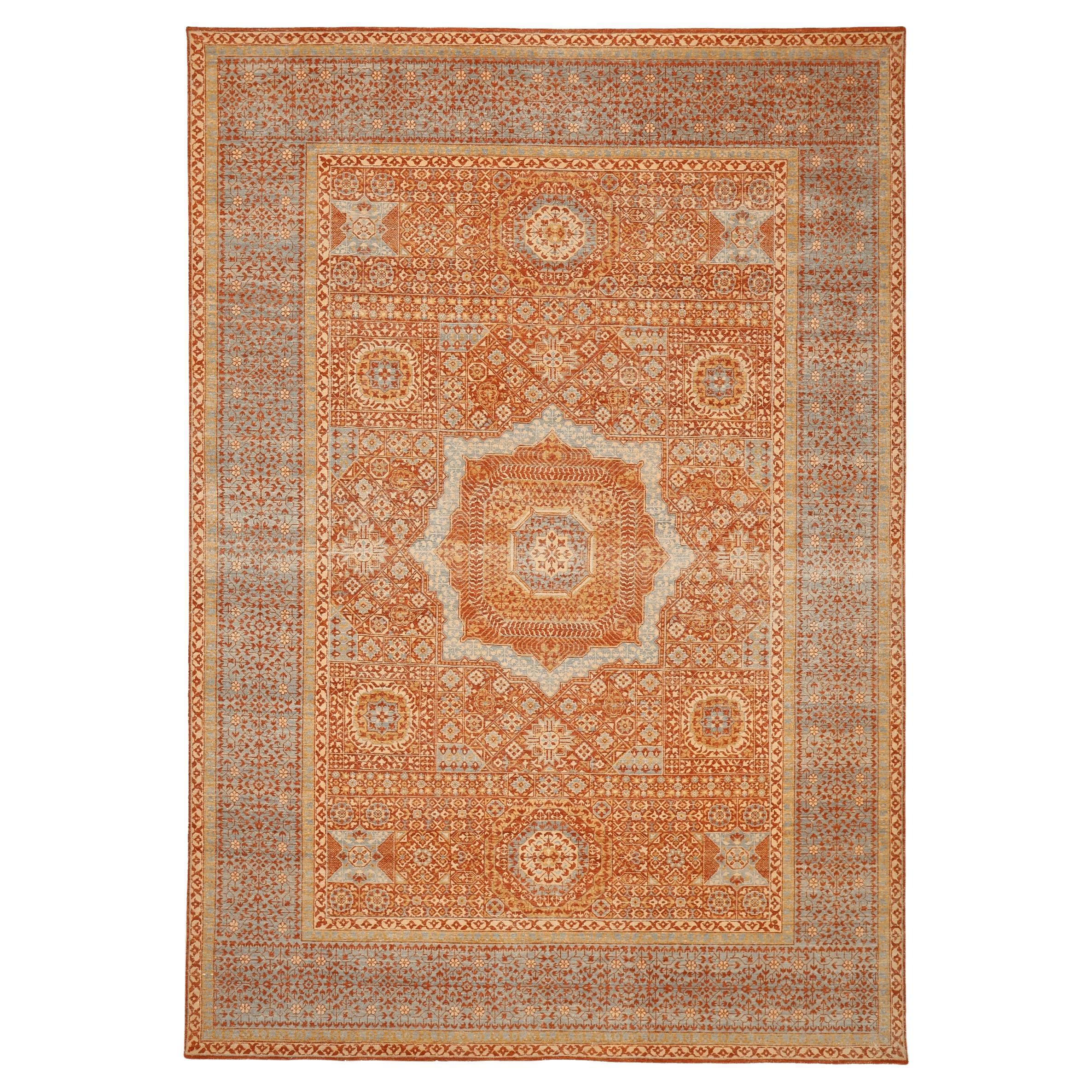 Indien Mamluken Teppiche - Wolle Blau Rot Gelb Design - 94088