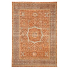 Tapis Mamluk indiens - Design en laine bleu rouge jaune - 94088