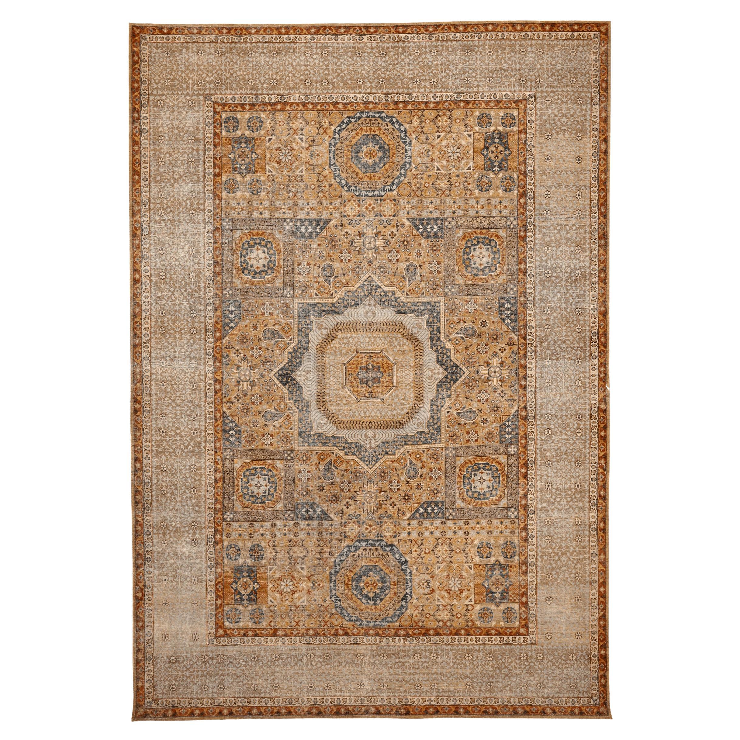 Indien Mamluken Bereich Teppiche - Wolle Grau Elfenbein Gelb Design - 94186