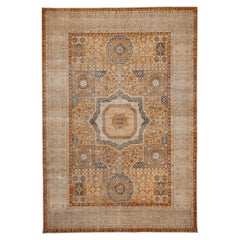 Indien Mamluken Bereich Teppiche - Wolle Grau Elfenbein Gelb Design - 94186