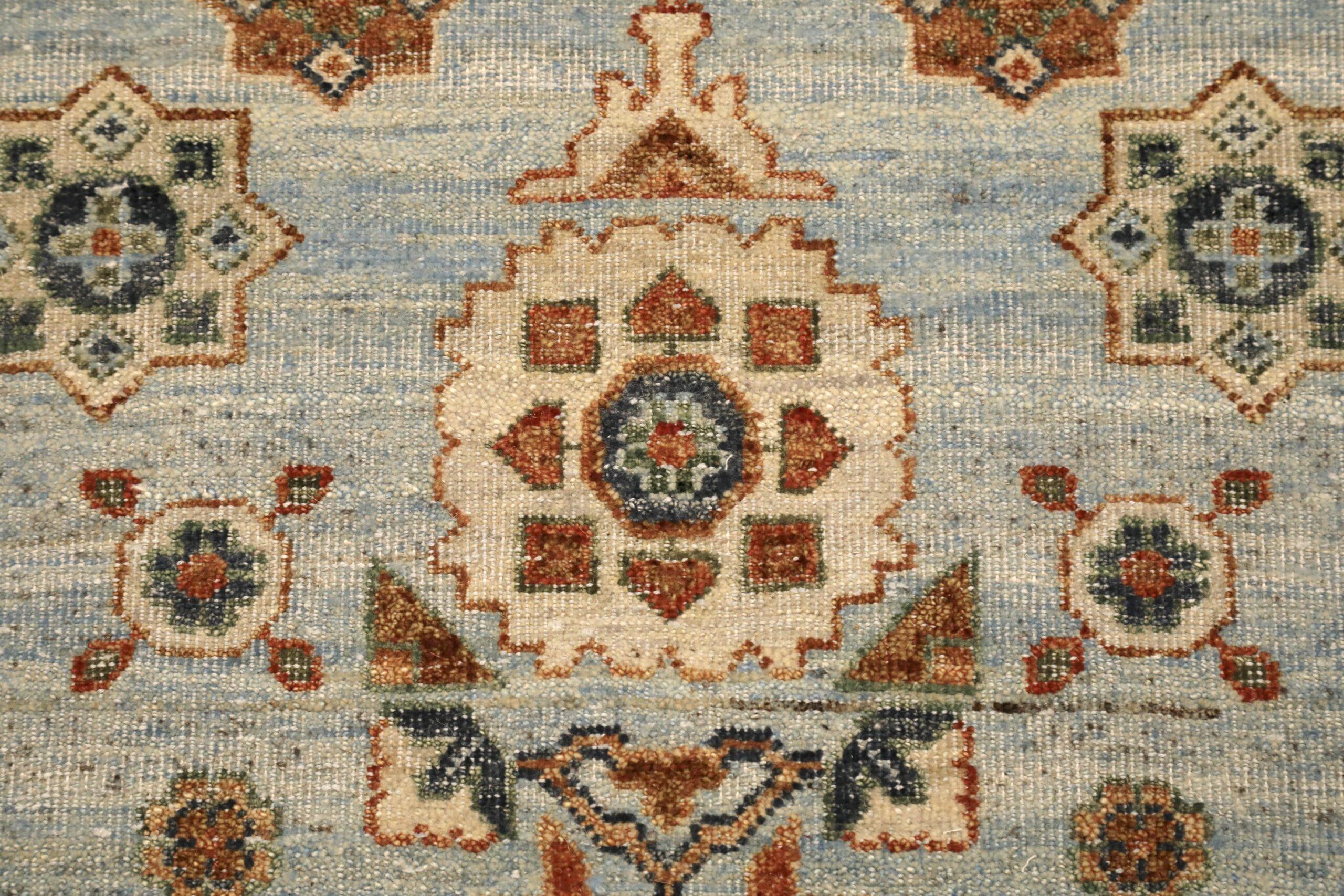 Indien Mamluk-Teppiche - Wolle Hellblau Rot Design - 96552 im Zustand „Hervorragend“ im Angebot in Dallas, TX