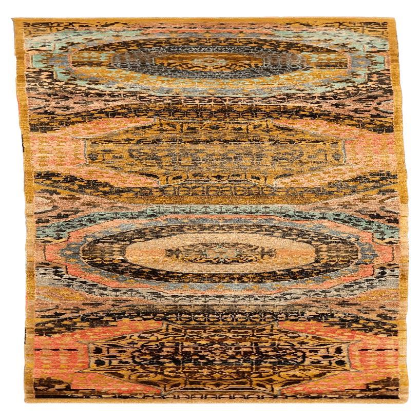 Tappeto Runner India Mamluke - Lana Blu Rosa Giallo Design - 94281