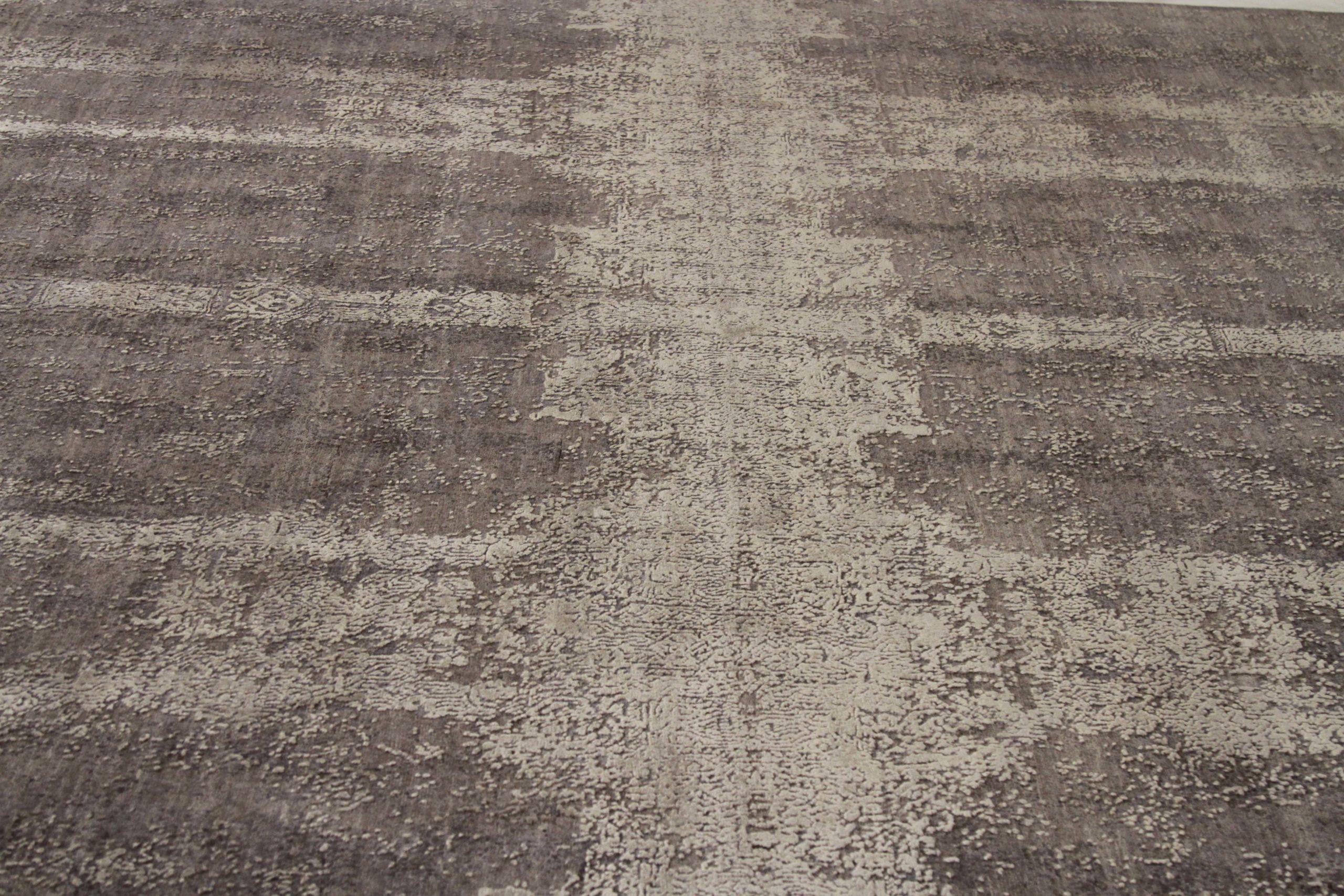 Modern India Manhattan Area Rugs - Wool Brown Ivory Design - 88934 For Sale