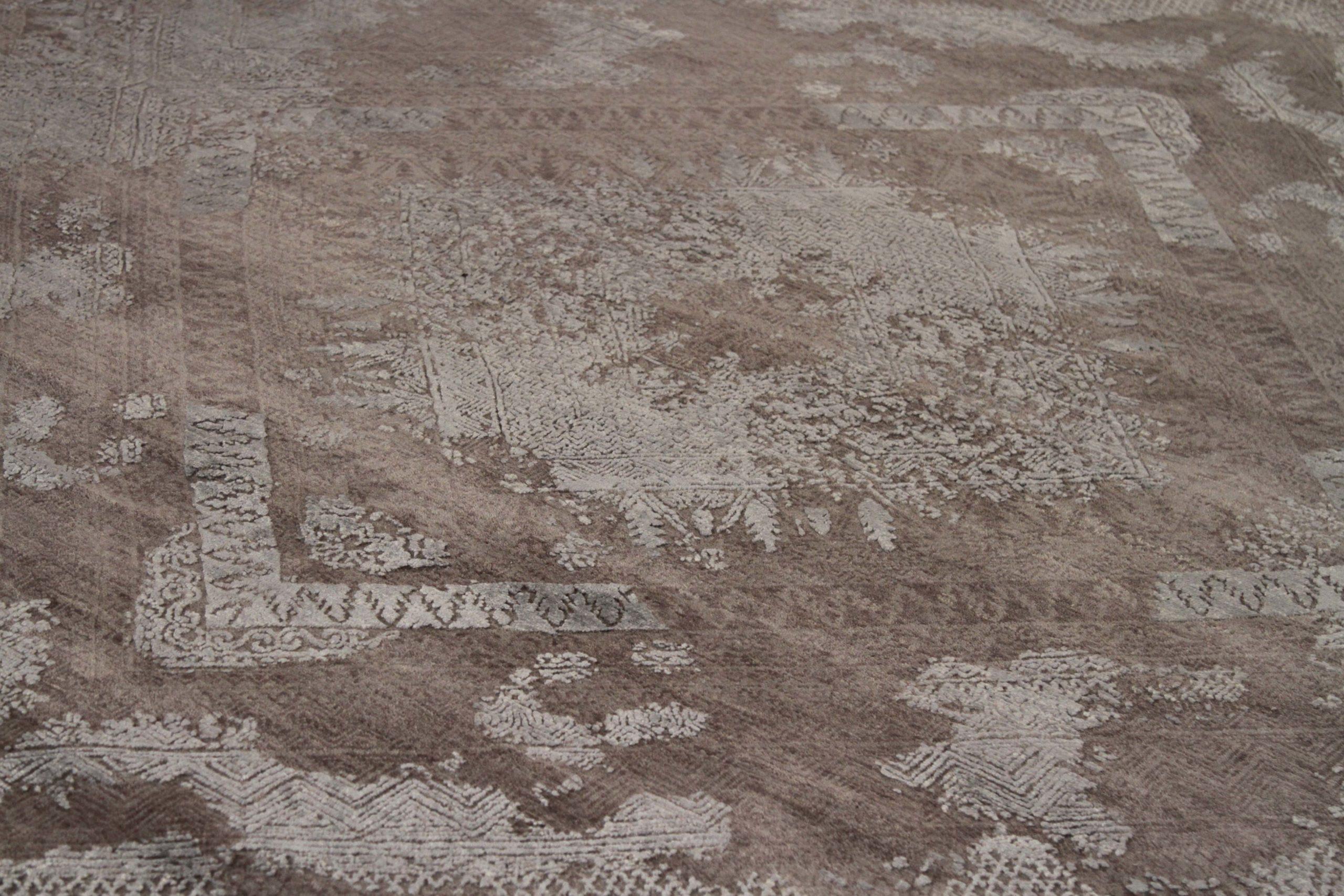 India Manhattan Area Rugs - Wool Brown Ivory Design - 88935 In Excellent Condition For Sale In Dallas, TX