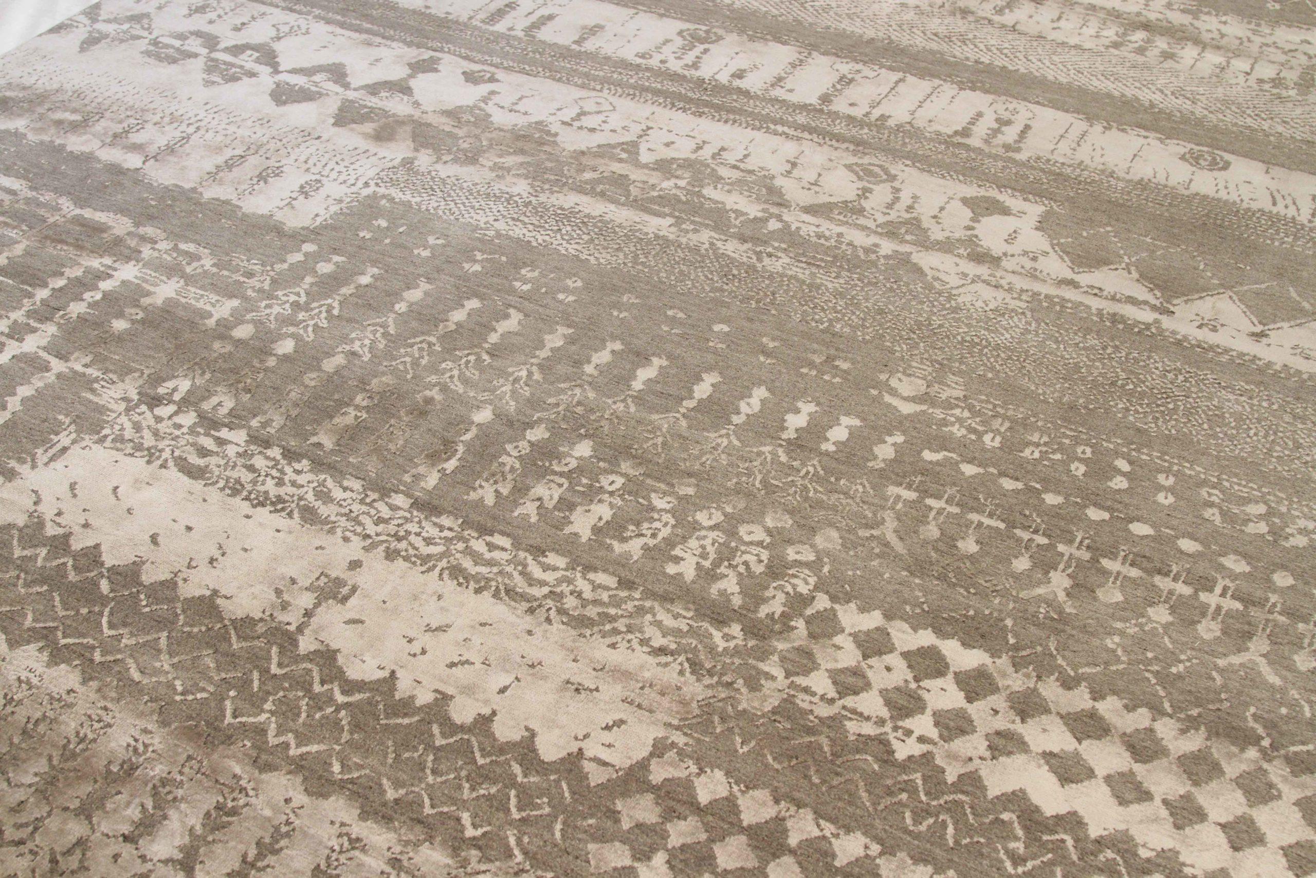 Moderno Tappeti India Medium Grey White Sand - 68660 in vendita