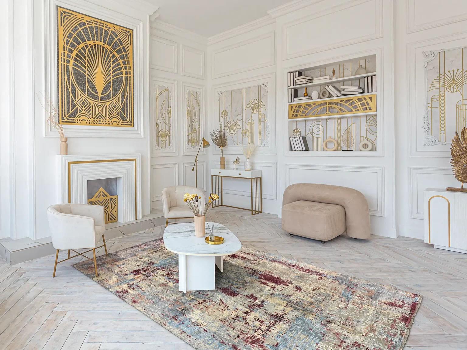 Une grande déclaration indienne : Le tapis géométrique moderne
Ce magnifique tapis indien tissé à la main est une véritable fusion entre l'art ancien et la vision contemporaine. Bien plus qu'un simple revêtement de sol, il s'agit d'une pièce