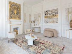 India Modern Area Rug - Ivory Blue Red