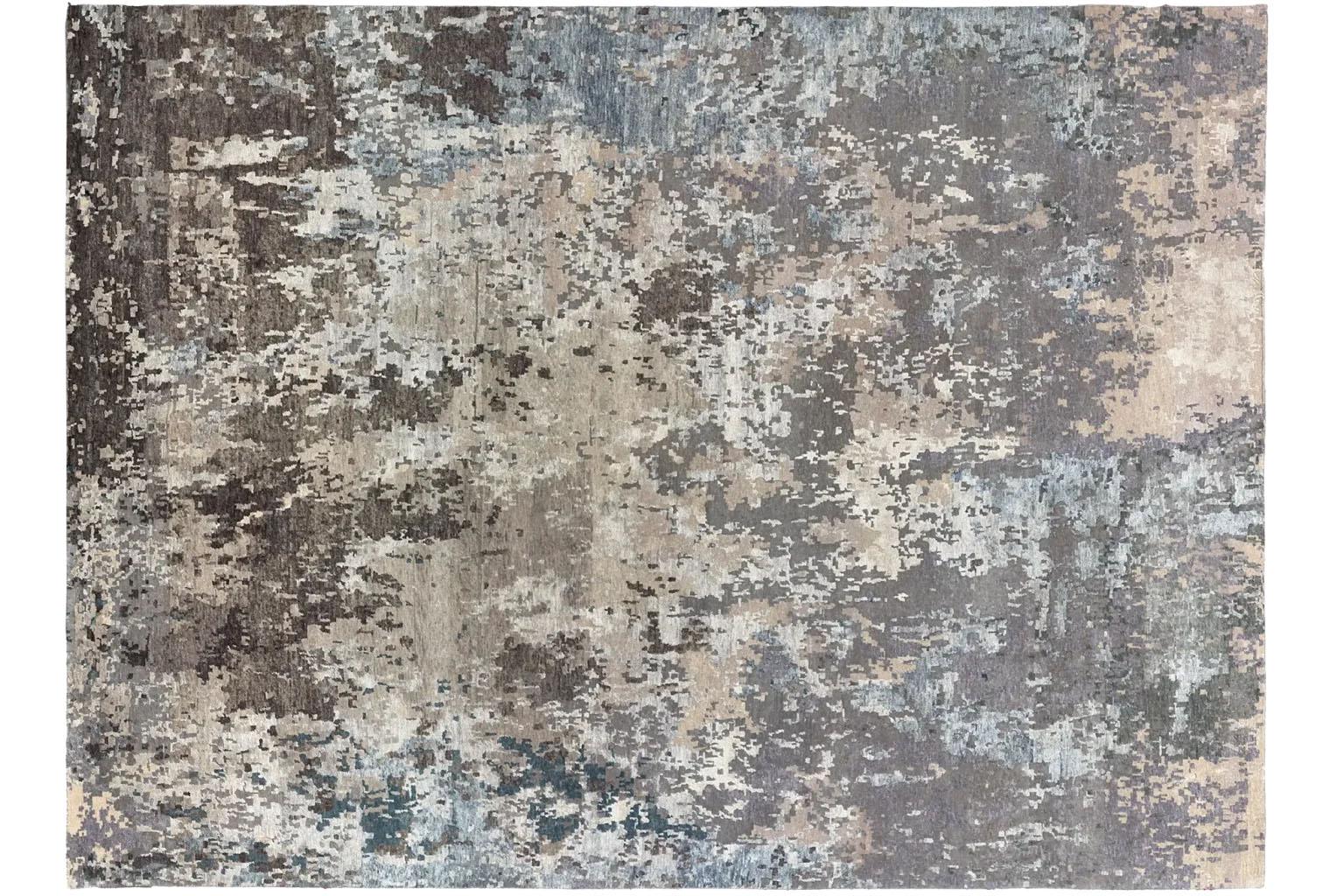 Moderne Tapis de sol moderne India - Ivory Navy Brown en vente