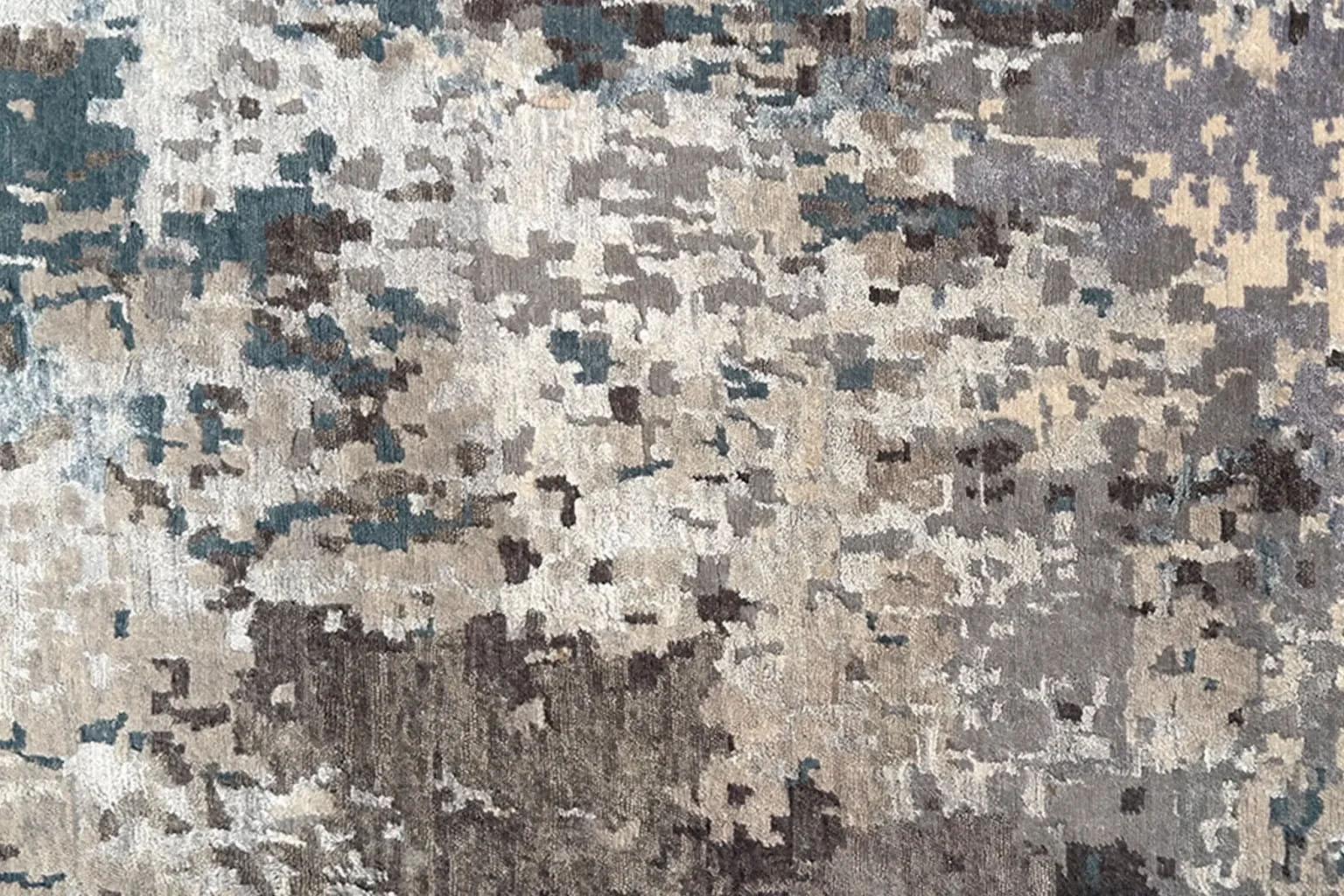 20ième siècle Tapis de sol moderne India - Ivory Navy Brown en vente