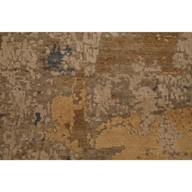 Indiano Tappeti India moderni - Seta Marrone Avorio Arancione Giallo Taupe - 96615 in vendita