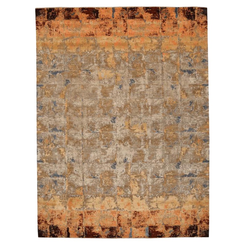 Tappeti India moderni - Seta Marrone Avorio Arancione Giallo Taupe - 96615