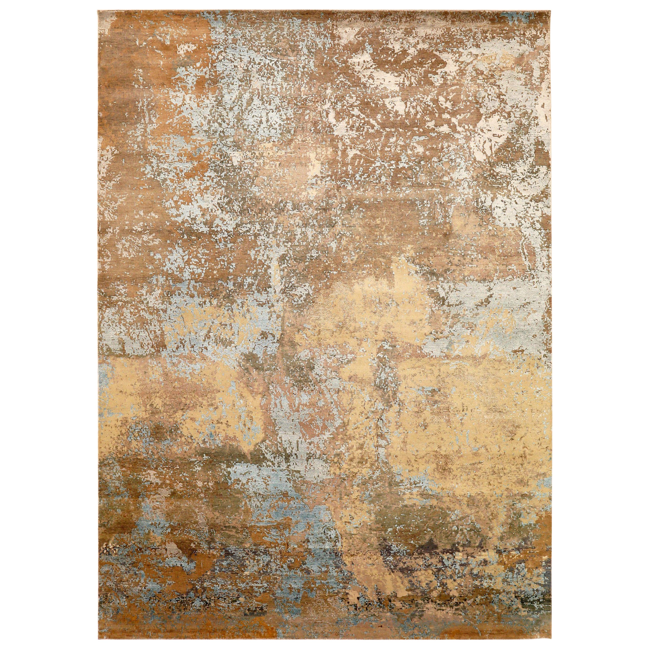 Tapis de zone India Modernity - Laine et soie Brown Gray/silver - 94043