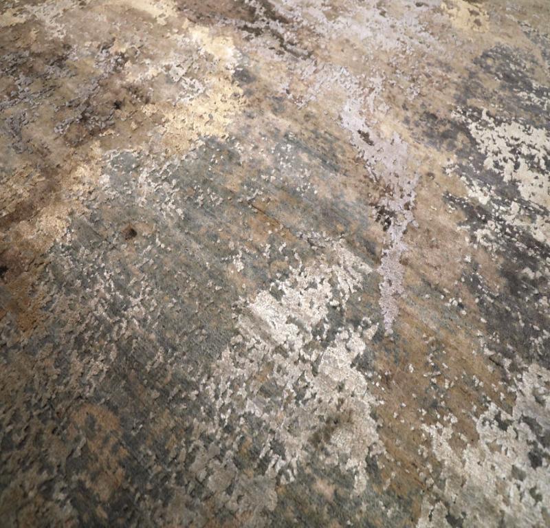 Indien Modern Area Rugs - Wolle und Seide Brown Elfenbein Taupe - 94259 (Moderne) im Angebot