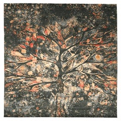 India Modern Area Rugs - Wool Black Gray Ivory Red Design - 94136