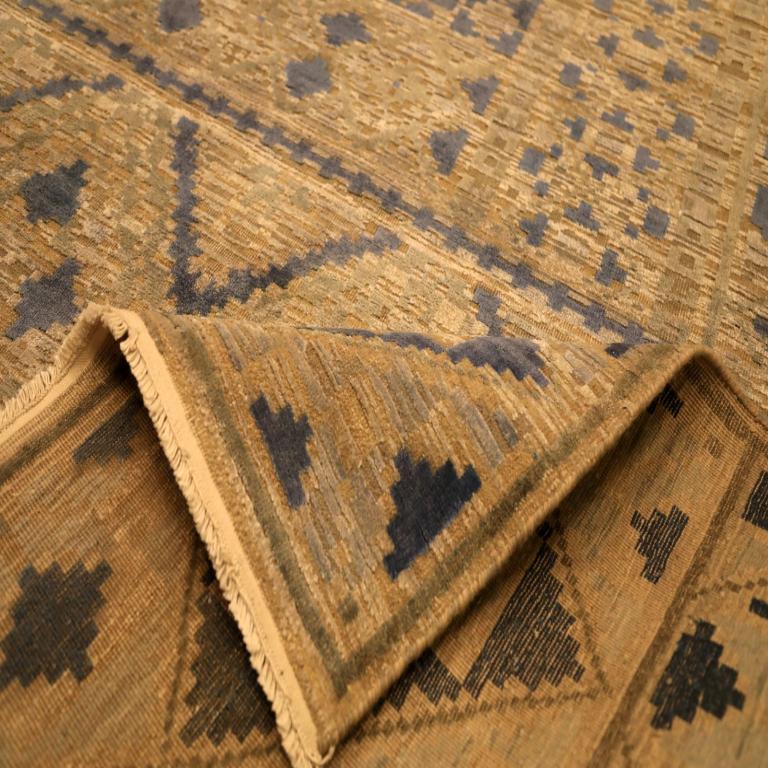 Indiano Tappeti India Modern - Lana Nero Avorio Blu Navy Design - 94028 in vendita