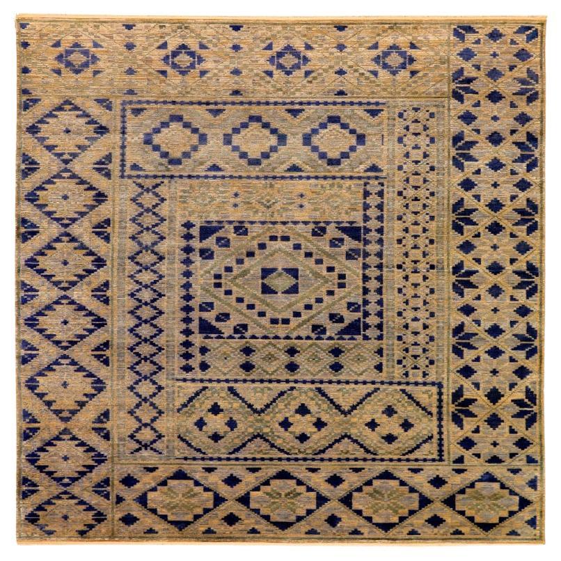 Tappeti India Modern - Lana Nero Avorio Blu Navy Design - 94028 in vendita